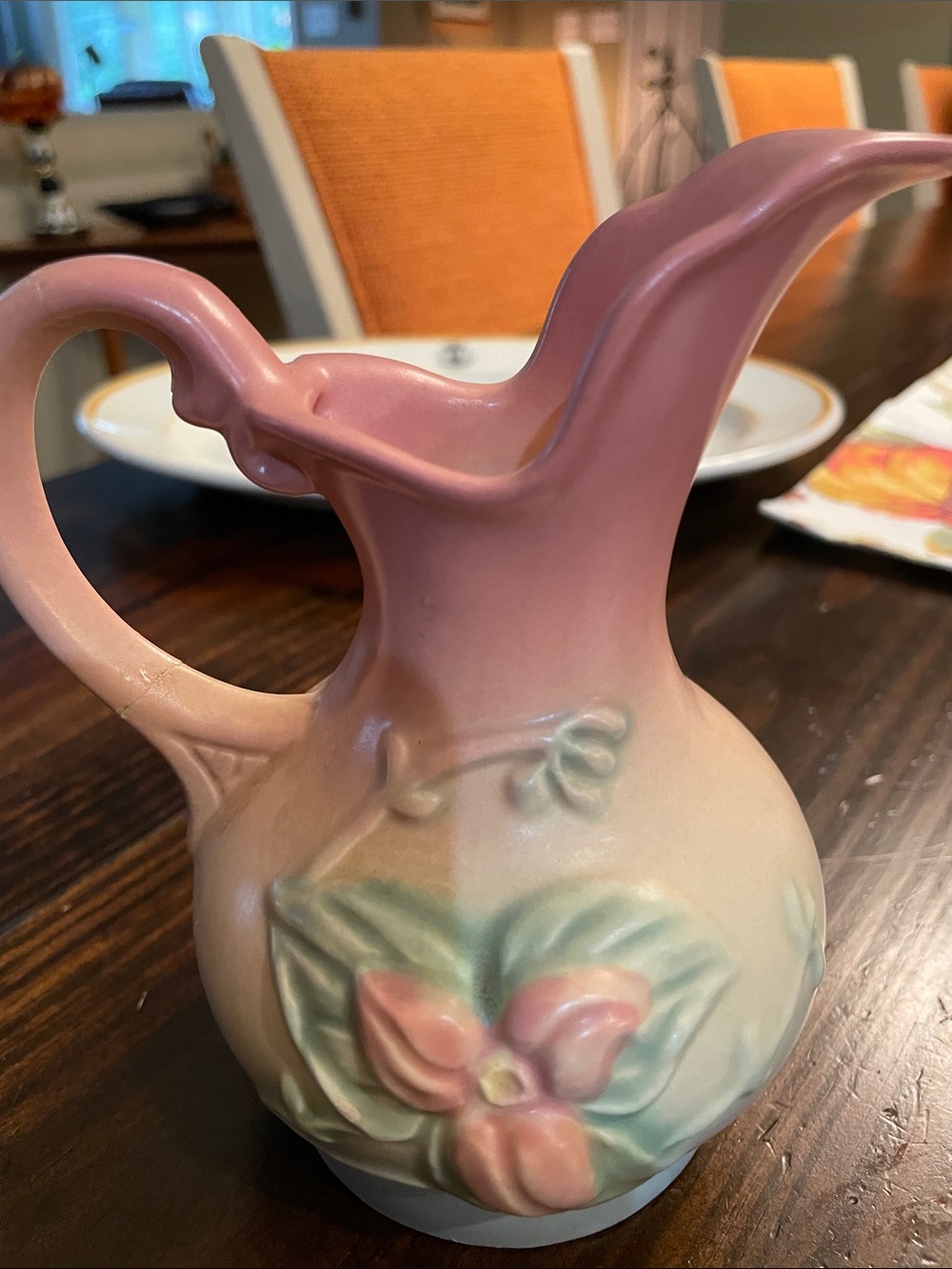 Vintage Pink Floral Ceramic Pitcher - Hull Pottery